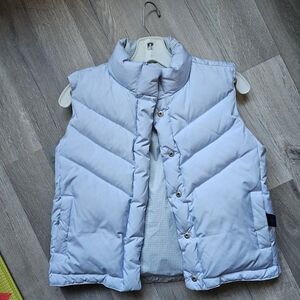 Gap Kids Light Blue & Gingham Checks Puffy Reversible Down Vest Large